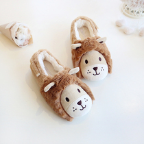 New product cute lion plush warm home cotton shoes cute plush autumn and winter warm couple bag heels
