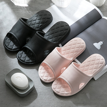  Summer simple checkered waterproof non-slip bathroom bathing couple slippers comfortable and soft indoor home slippers