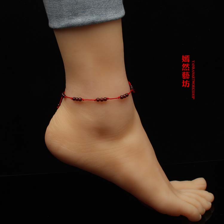 Vòng chân 6A garnet siêu mỏng chân đỏ dây đỏ cô gái pha lê tự nhiên năm nay tặng quà trang sức thời gian đơn giản - Vòng chân lắc chân nam
