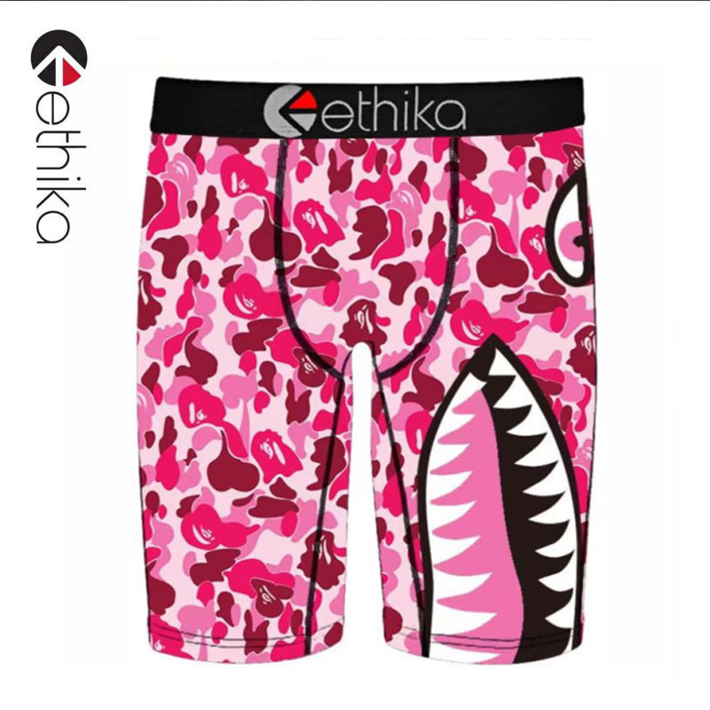 Ethika Graffiti Print Quick-Drying American Style Trendy Men's Elastic Fashion Five-Point Shorts Trendy Underwear ins
