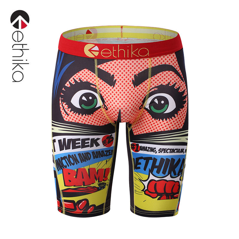 Ethika Graffiti Print Quick-Drying American Style Trendy Men's Elastic Fashion Five-Point Shorts Trendy Underwear ins