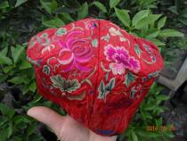 Pure hand embroidered Miao embroidery old embroidery National embroidery pine peach embroidery * HM series old embroidery hat 295 (special beauty)