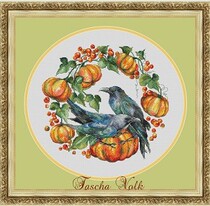 Cross Stitch Source File Crow Pumpkin Wreath