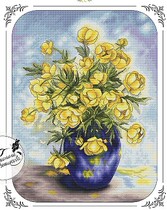 Cross embroidery drawings source file XSD a bottle of yellow flowers