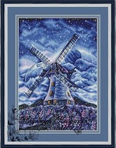 Cross-stitch source file Windmill under the blue sky