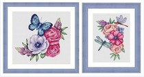 Cross-stitch drawing source file XSD dragonfly (butterfly) and flower