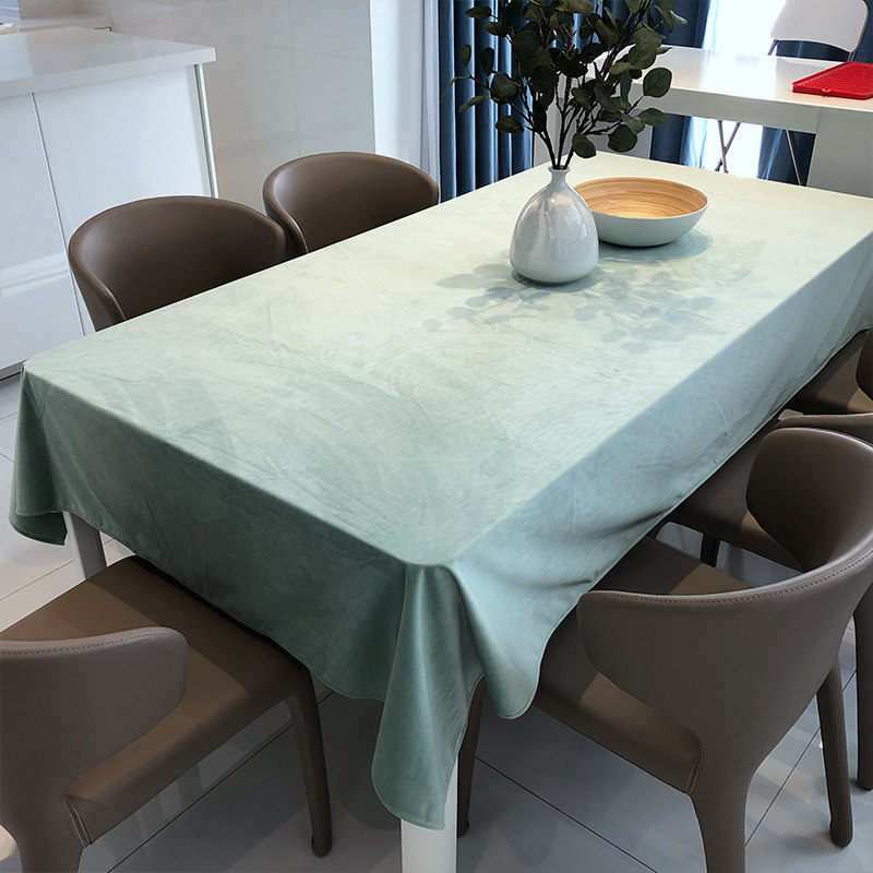Solid color tablecloth Nordic simple avocado green antique velvet table fabric tea tablecloth cover cloth custom