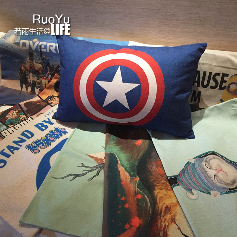 Double-sided large cotton linen pillow cover 50*75 creative personality tide sofa cushion bedside pillow pillow waist pillow cushion