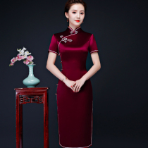 2020 new summer mother dress wedding banquet Cheongsam Xi mother-in-law wedding cheongsam dress dress improvement medium-long section