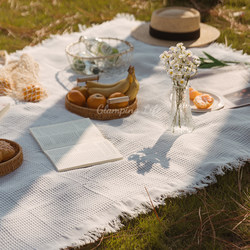 Picnic mat moisture-proof mat picnic cloth outdoor camping white blanket beach mat tent mat French seaside photo