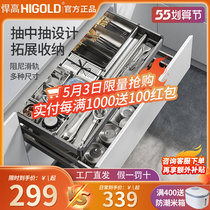 Humvee kitchen cupboard pumping in drawing tools pull basket single layer of drawer space aluminum damping cutlery box shelve
