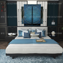 New products New Chinese style modern solid wood double bed minimalist zen willpower light extravagant wedding bed Chinese wind large bed head cabinet furnishings