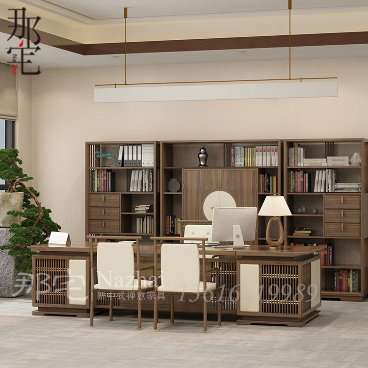 New Chinese desk boss table presidents table modern Chinese style minimalist Grand Bandstand boss chair combined Zen's furniture