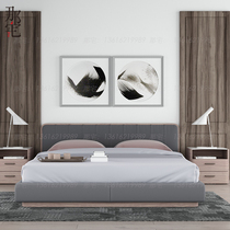 New products New Chinese solid wood Double beds Modern minimalist master bedroom Nordic Wind Light Lavish Bed Head Cabinet Combined Furniture Customised