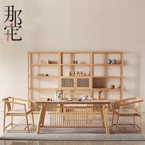 New Chinese solid wood tea table and chairs Composition Modern Chinese Zen Combined Tea House Tea Room Clubhouse Guest Hall Furniture Custom