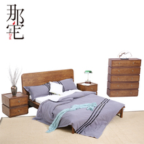 New Chinese meditation double bed combined five bucket cabinet solid wood minimalist imitation ancient folk hotel bedroom furniture custom-made