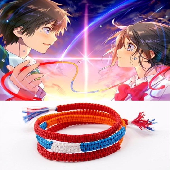 Handmade Your Name Anime Bracelet Hairband, the Same Style as Taki, Misato, and Satsuki from Your Name, Red String Bracelet by Makoto Shinkai