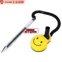 Able Slightly Smiley Face Desk Pen Counter Desktop Pen Stick fixed with rope in rope Pen Bank Black Signature Pen 6793