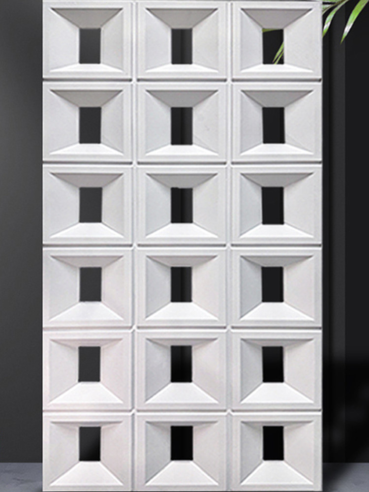 Internet Celebrity Pu Hollow Brick Nine-Square Grids Double-Sided Partition Pu Component Background Wall Cut Out Art Decoration Lightweight Imitation Stone