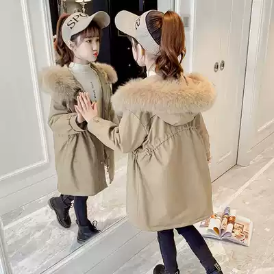 Hong Kong girls plus velvet padded Parker clothes in the big boy 2021 new winter Korean version of foreign style cotton padded clothes girl tide