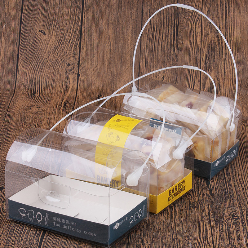 Snowflake Crisp Dessert Boxes Transparent Handheld Cake Roll Case of Burnt Boxes Carry-on Hand Bull Rolling Sugar Box Packing Box 100