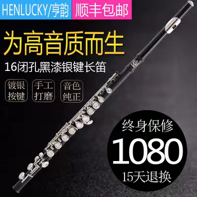 Hengyun instrument factory direct C tune 16 hole obturator flute black paint silver key flute quality assurance