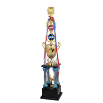 Featured four-pillar metal trophy plastic big trophy high-end spot MVP trophy basketball prize free printing