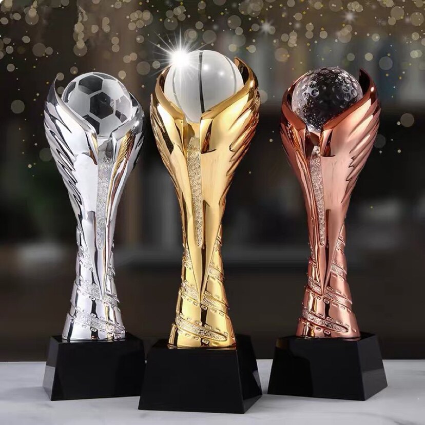 Resin Crystal Trophy Customised Basketball Football Golf Set for Sports Competition Champion Remembrance
