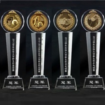 Badminton Football Table tennis Basketball game Gold and silver Bronze medal champion Crystal Trophy Games Marathon