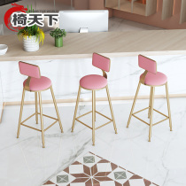 Bar chair Nordic light luxury bar stool milk tea coffee shop high foot chair home bar stool simple backrest high stool