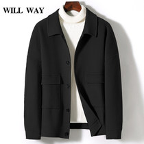 Double sided cashmere large coat for men 21 autumn and winter high support black thickened short fur wool Casual Jacket Wool Jacket