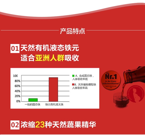 Salus solus floradix Немецкий красный железный элемент беременная железо железо способствует увлажняющему термину и линии полости женщин