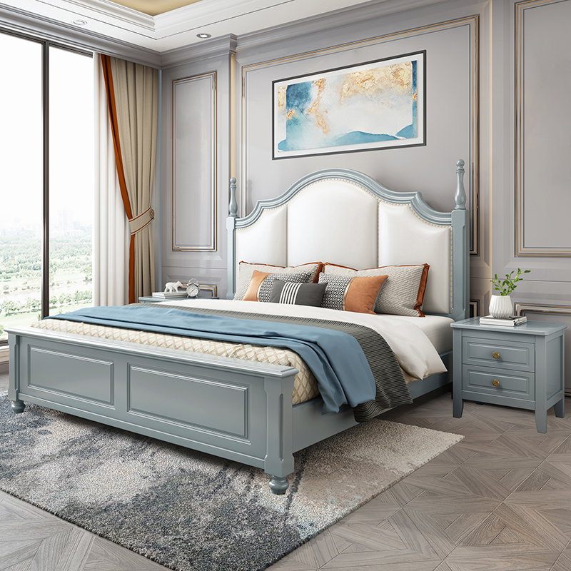 American solid wood bed master bedroom double bed 1.5 light luxury modern simple 1.8 meters princess oak bed soft wrapped wedding bed