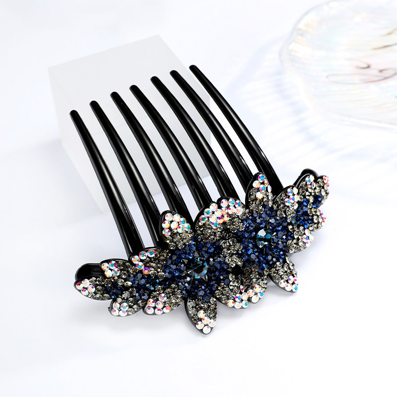 Mrs. Zhang's seven-tooth disc hair artifact insert comb hair comb large red hairpin plate head simple wind elegant rhinestone hairpin hairpin