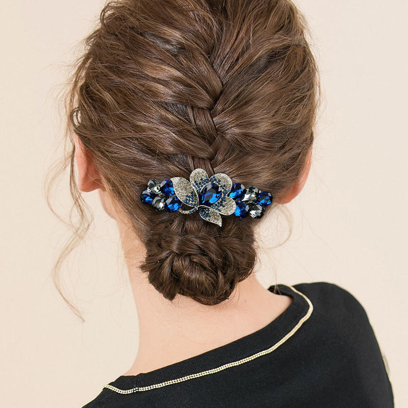 Mrs. Zhang crystal hairpin behind the head rhinestone hairpin bow hair accessories female coil hairpin headgear temperament hairpin