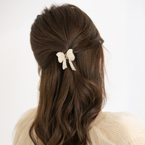 Hairclip Net red 2021 New bow headgear back head grab clip top clip temperament pearl hair card hair accessories women