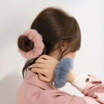 Large intestine Hairband ins autumn and winter tie hair rope female pure color plush tie hair tie hair tie hair accessories