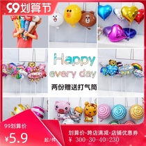 Childrens birthday party layout atmosphere aluminum film balloon cartoon baby year toy gift handheld pole balloon