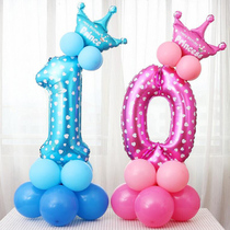 Childrens birthday party layout 32 inch aluminum Film Digital balloon road lead baby one hundred days old column layout decoration