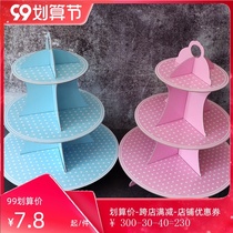 Birthday party cake tray dessert table thickened paper three-layer cake shelf multi-layer decoration