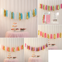 Birthday layout childrens theme boys and girls baby year old flag venue background wall decorations tassel flower Flower