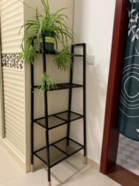 Living room shelf floor bedroom storage rack balcony trapezoidal storage rack iron finishing shelf multi-level bookshelf bathroom