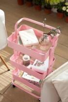 ins pink trolley cosmetics training trolley beauty salon hand cart mobile wheel