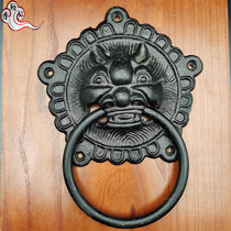 Antique furniture iron pentagonal tiger head iron door ring decoration handle Chinese style door handle copper fittings cast iron lion head