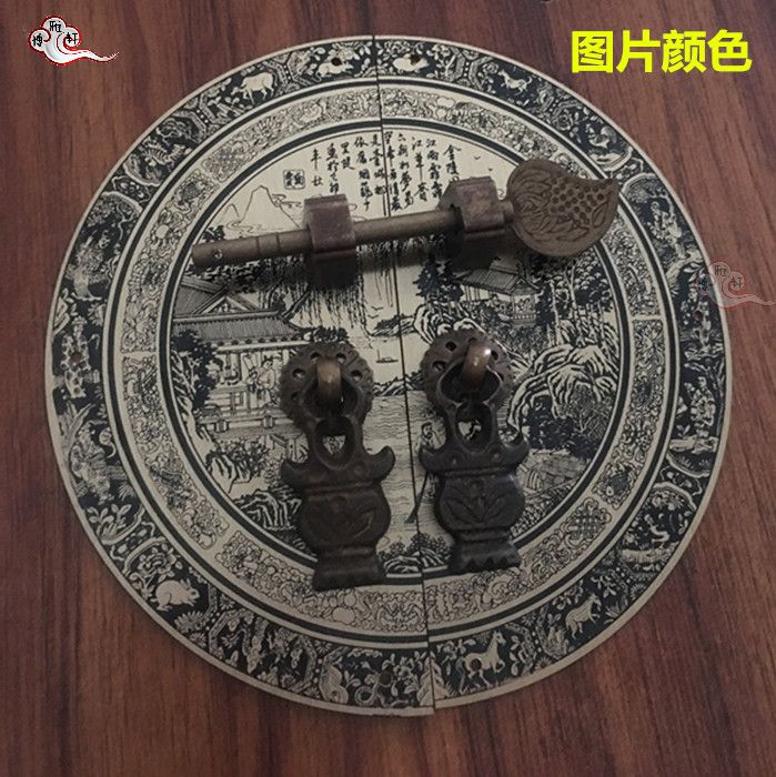 New Chinese style integral cabinet handle antique wardrobe bookcase handle retro furniture hardware copper fittings round cabinet pull ring