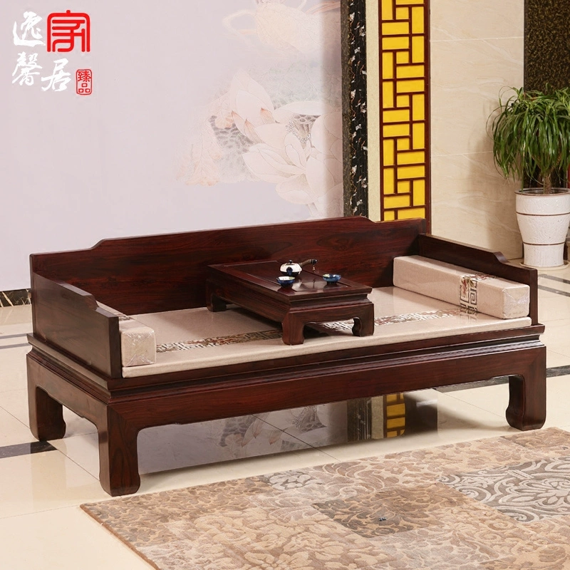 Đồ nội thất bằng gỗ gụ, La Hán gỗ đặc kiểu Trung Quốc, Giường La Hán gỗ cẩm lai đen Indonesia, Giường sofa phòng khách Broadleaf Dalbergia - Giường