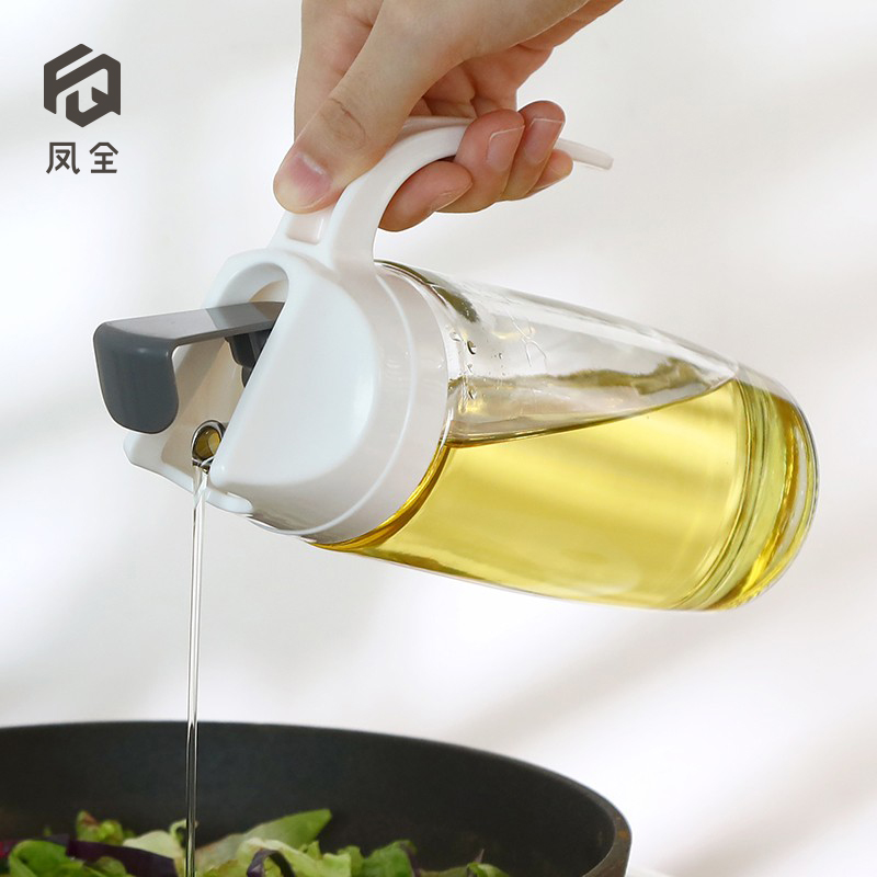 Japan-style Glass Oil Pot in oil pouring oil anti-leakage kitchen Home Automatic opening and closing large capacity Soy Sauce Vinegar Oil Bottle