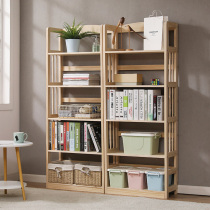 Solid wood bookshelf shelf floor-to-ceiling bookcase simple childrens combination bookshelf pine wood multi-layer corner simple display stand