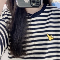 韩系小飞人mark*gonzal*同款 条纹长袖T恤