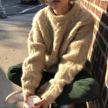 现货 韩系 sienn*bout*que 同款 羊毛麻花针织套头毛衣